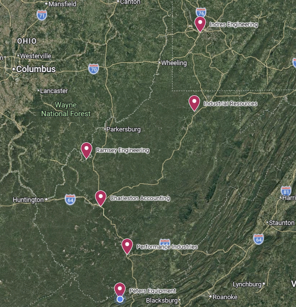 Map of RPX Industrial company locations