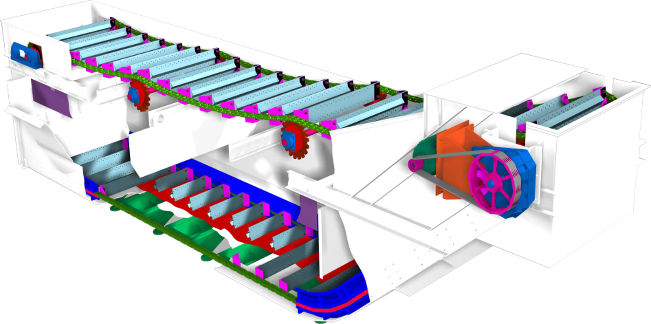 CAD model of a drag conveyor